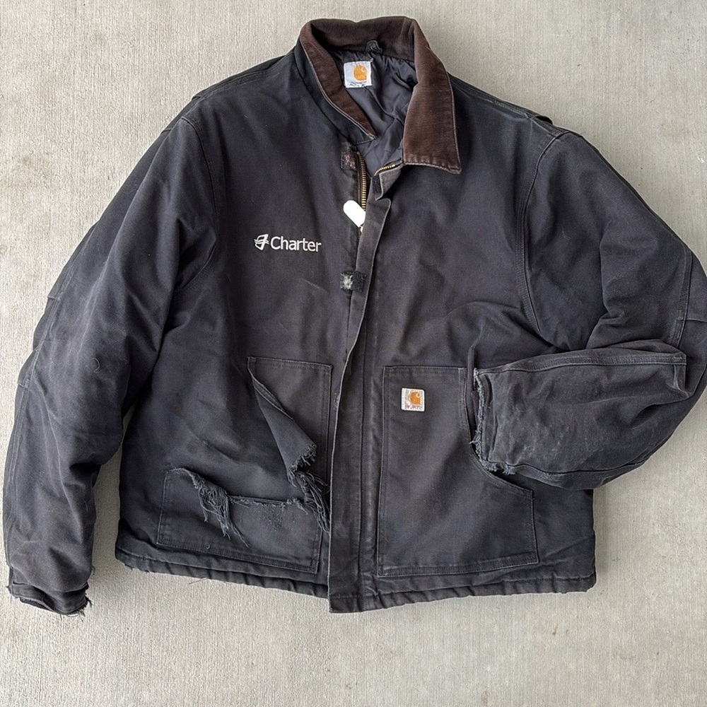 Carharrt J002 Black Duck Canvas Work Jacket 2XL Tall